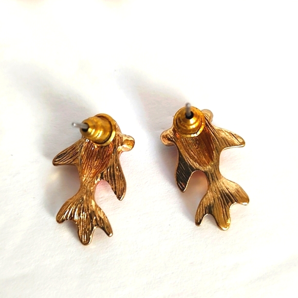 Betsy Johnson Goldfish Stud Earrings w/Rhinestone Accents - Picture 4 of 8